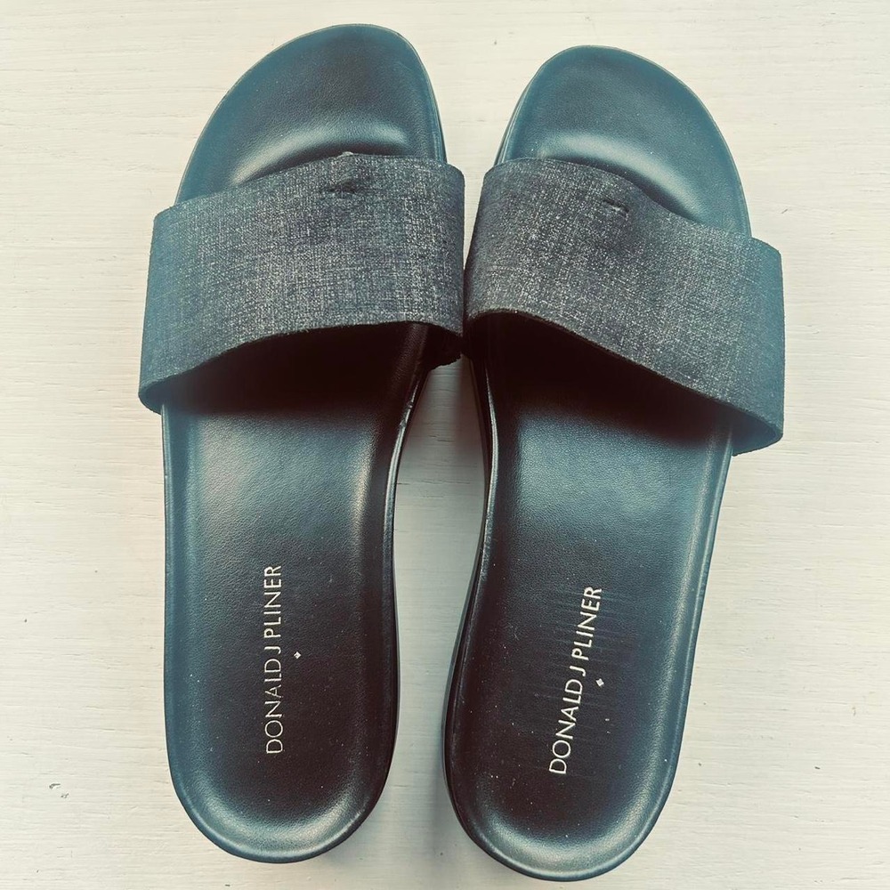 Add 'Women's 8.5 Donald J Pliner black slides with black textured strap